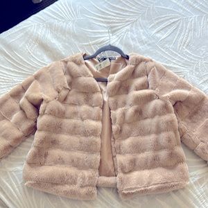 Faux fur tan jacket, size Large